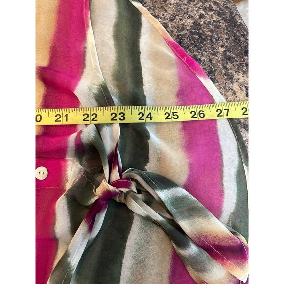 Chicos Multicolor Stripe Button Front Tie Front Shirt Medium / Chicos Size 1 - Picture 6 of 6